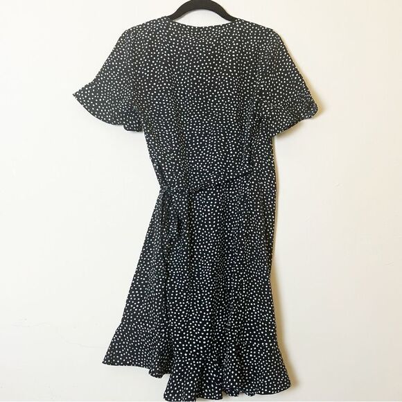 VERO MODA Black Polka Dot Henna Frill Wrap Dress, Size Small - Picture 8 of 16